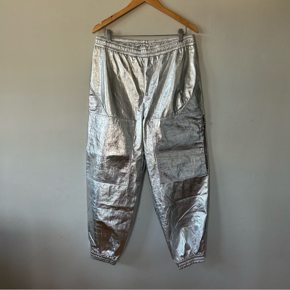 Stella McCartney Metallic Silver Foil Jogger Pants Size IT46/US 10/12 $995 NWOT - Picture 4 of 8